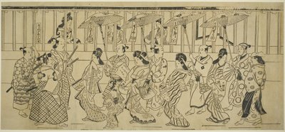 A Parade of Courtesans, c.1690 (tahta baskı; sumizuri-e, kakemono yoko-e) by Hishikawa Moronobu