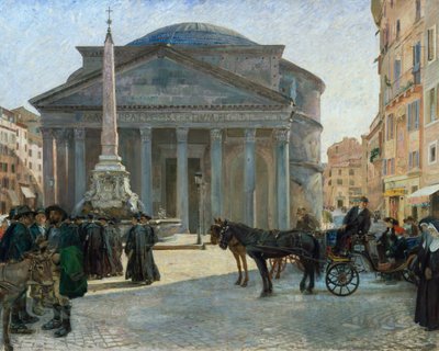 Roma'daki Pantheon meydanından by Hjalmer Eilif Emanuel Peterssen