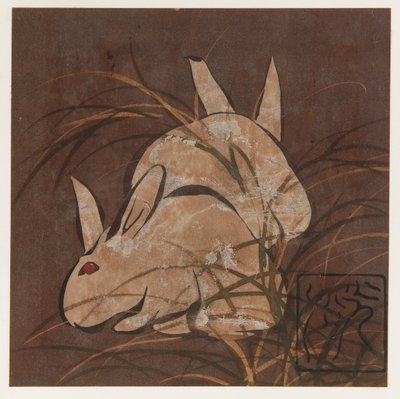 Tavşanlar ve otlar, Edo dönemi, 16. yüzyıl sonu-17. yüzyıl başı. by Hon