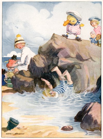 "Zavallı Amy denizin hemen altına yuvarlandı", H.C. Cradock, Blackie & Son, Ltd. tarafından yayınlandı (renkli taş) by Honor Charlotte Appleton