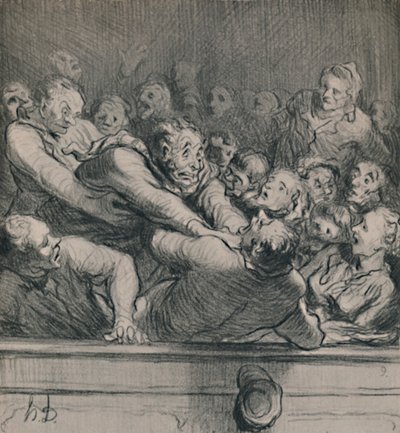 Üst Galeride Edebi Bir Tartışma, c.1864, 1946 by Honoré Daumier