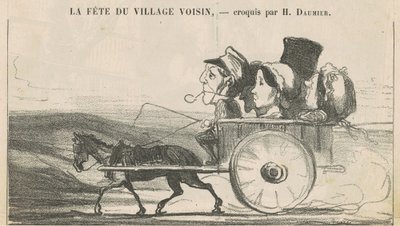 Kırsal kesimde, arabacı grevi yok... (rekto); Köylü Ekonomileri Memnun... (geri) by Honoré Daumier