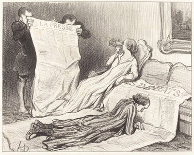 Gazetelerini teslim alan aboneler... by Honoré Daumier