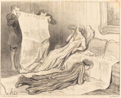 Gazetelerini teslim alan aboneler... by Honoré Daumier