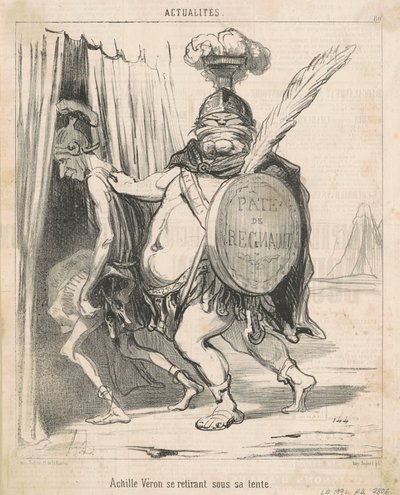 Achille Vèron çadırına çekilirken by Honoré Daumier