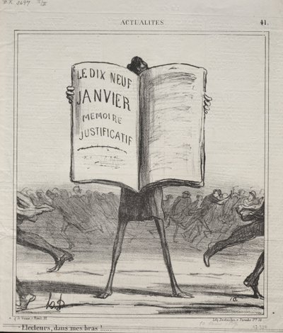 Gerçekler (No. 41): Seçmenler, kollarımda!... by Honoré Daumier