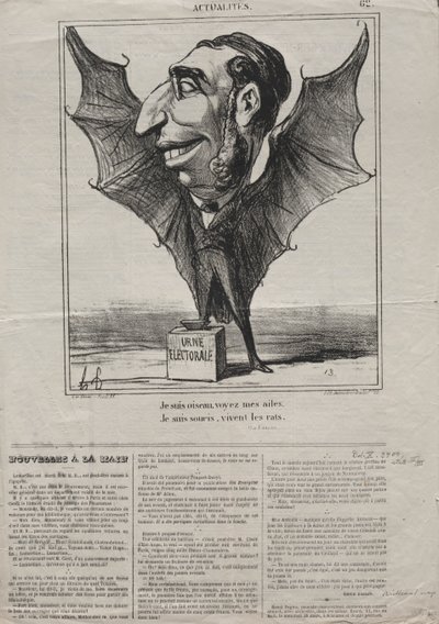 Gerçekler (No. 62): Ben bir kuşum, kanatlarıma bak.. by Honoré Daumier