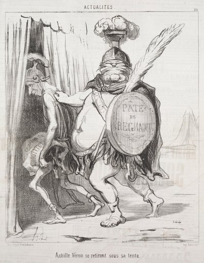 Gerçekler: Aşil Çadırına Çekiliyor, 1850. by Honoré Daumier