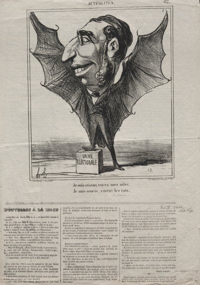 Gerçekler No. 62: Ben bir kuşum, kanatlarıma bakın.., 1869. by Honoré Daumier