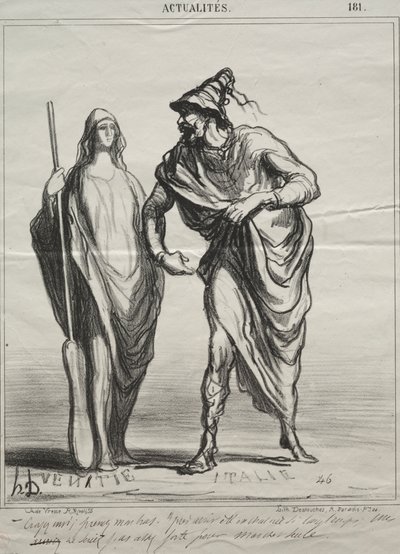 Gerçekler, levha 181: Beni ne sanıyorsunuz! Kolumu tut by Honoré Daumier
