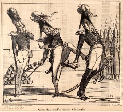 Amiral Alexander Sergeyevich Menshikov teftiş turunda, 1854. by Honoré Daumier