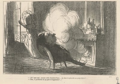 Ah! ... Bu baca duman çıkarırken ... by Honoré Daumier