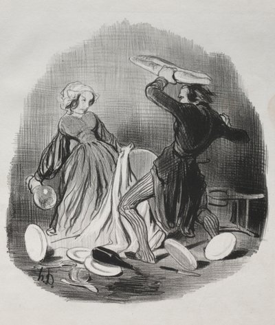 Ah! Karının Sana Yeterince Sağlamadığını Düşünüyorsun, Hain. . . . by Honoré Daumier