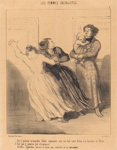 Ah! gitmemi engelliyormuş gibi yapıyor... by Honoré Daumier