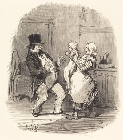 Ah! efendim... ona öyle gülmeyin... by Honoré Daumier