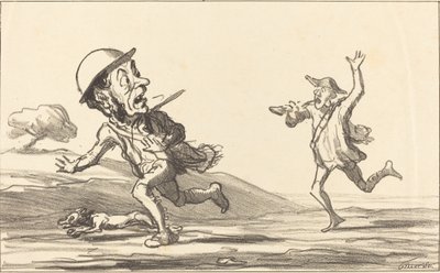 Hadi!... öyle görünüyor ki... saklı avlanma by Honoré Daumier
