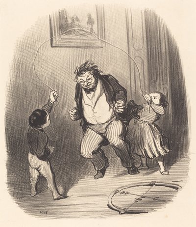 Hadi baba... daha... otuz iki tur!... by Honoré Daumier