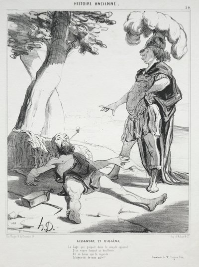 Antik Tarih, levha 20: İskender ve Diogenes by Honoré Daumier