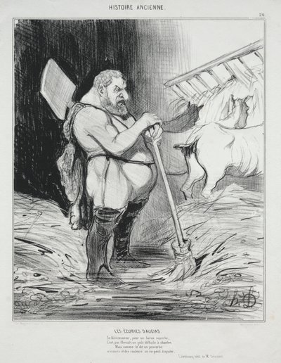 Antik Tarih, levha 26: Augeas Ahırı by Honoré Daumier