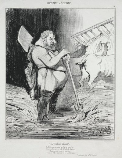 Antik Tarih, levha 26: Augeas Ahırı, 25 Eylül 1842. by Honoré Daumier