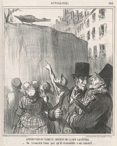 rue Lacépède yılanının görünüşü ... by Honoré Daumier