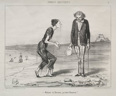 Su Eskizleri, levha 8: Madam la Baronne, benim için onurdur... by Honoré Daumier