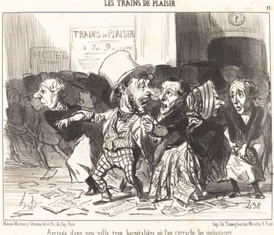 Fazla misafirperver bir şehre varış... by Honoré Daumier