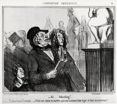 Dünya Sergisinde: “” ao... şok edici! “” , fransızca çeviri: işte çok hafif ve uygun olmayan bir kostümü olan mermer bir bayan. 1 Haziran tarihli “” Charivari”” haberinde yayınlanan Illustration d