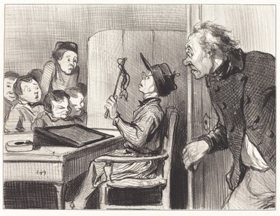 Bekle... Sana biraz... okul müdüründen vereceğim. by Honoré Daumier