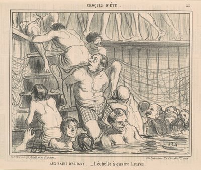 Deligny banyolarında by Honoré Daumier