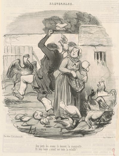 Kuşların yavrularına yemek verirler... by Honoré Daumier