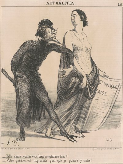 Güzel bayan... kolumu kabul eder misin? by Honoré Daumier