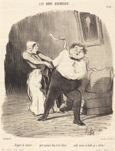 Terzi eşkıyası... bir palto daha... küçülmüş! by Honoré Daumier