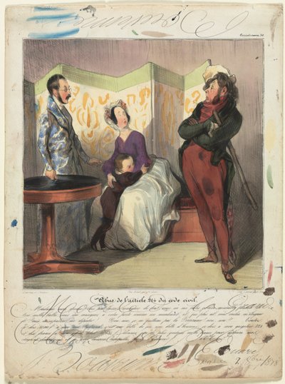 Caricaturana (levha 50): Medeni Kanunun İhlali Madde 24 by Honoré Daumier