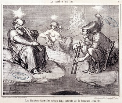 Bilim hakkında karikatür. Serie Sur “” 1857 Kuyruklu Yıldızı””: “” Gezegenlerin kendileri ünlü kuyruklu yıldızı bekliyor”””. Honore DAUMIER (1808-1879), 25 Mart by Honoré Daumier