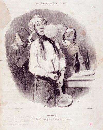 Sakar bir adamın karikatürü. Serie “” Les Beaux Days de la Vie””: “” Les krepler... “” Honore DAUMIER (1808-1879) tarafından yapılan gravür. 14 Kasım “Le Charivari” gazetesinden alıntı by Honoré Daumier