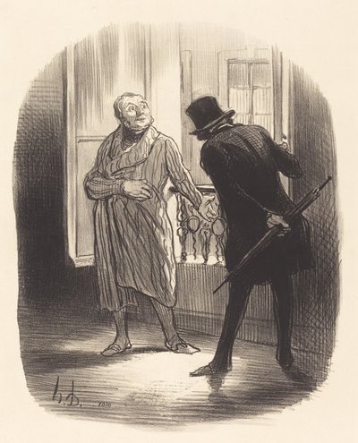 Bu konaklama yeri, Place Royale için biraz pahalı... by Honoré Daumier