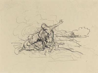 Bir Kadını Taşıyan Centaur by Honoré Daumier