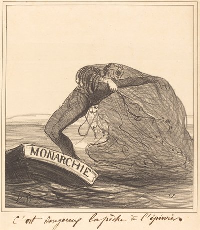Tehlikeli, ağla balık avı by Honoré Daumier