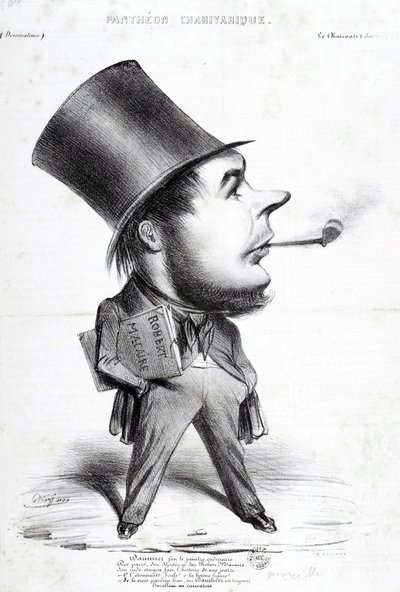 Charivaric Pantheon: Honore Daumier (1808-1879), Fransız oymacı, ressam ve heykeltıraş tarafından karikatür. “” Le Charivari” de gravür. Karartma: 32x22cm. Arbaud Müzesi. by Honoré Daumier