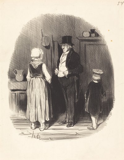 Nasıl!... Bütün koyunlarım öldü... by Honoré Daumier