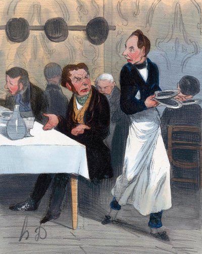 Restoranda şikayet eden müşteri by Honoré Daumier