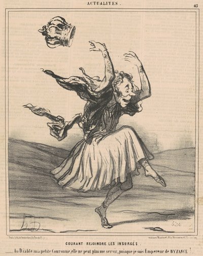 İsyancılara katılmak için koşuyor by Honoré Daumier