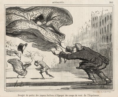 Ekinoks fırtınaları sırasında balon jüpon giymenin tehlikesi, 3 Nisan yayınlandı by Honoré Daumier