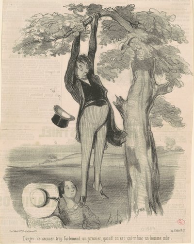 Çok kuvvetli sallanma tehlikesi... Bir erik ağacı by Honoré Daumier