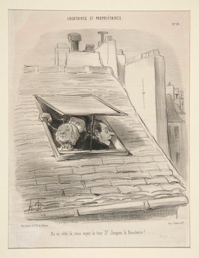 Bu taraftan St. Jacques la Boucherie kulesini görebilirsiniz! by Honoré Daumier