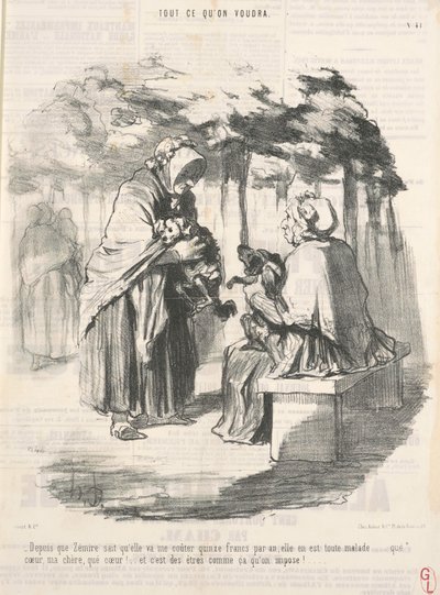 Zémire bana on beş franka mal olacağını öğrendiğinden beri... by Honoré Daumier