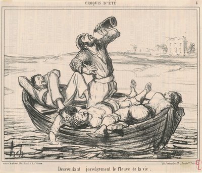 Hayat nehrinden sevinçle inerken by Honoré Daumier