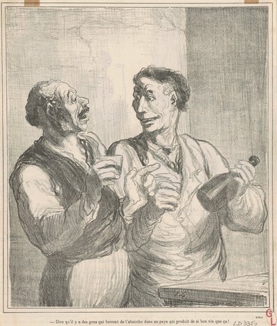 Absinthe içenlerin olduğunu söylemek... by Honoré Daumier