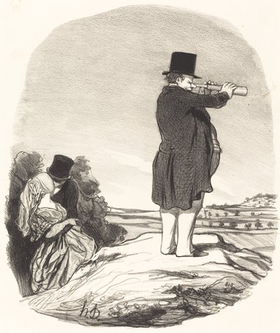 Karımı söyle... Hiçbir şey görmüyorum! by Honoré Daumier